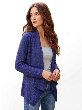 Nic+Zoe Pixel Pop Open Front Cardigan Electric Blue